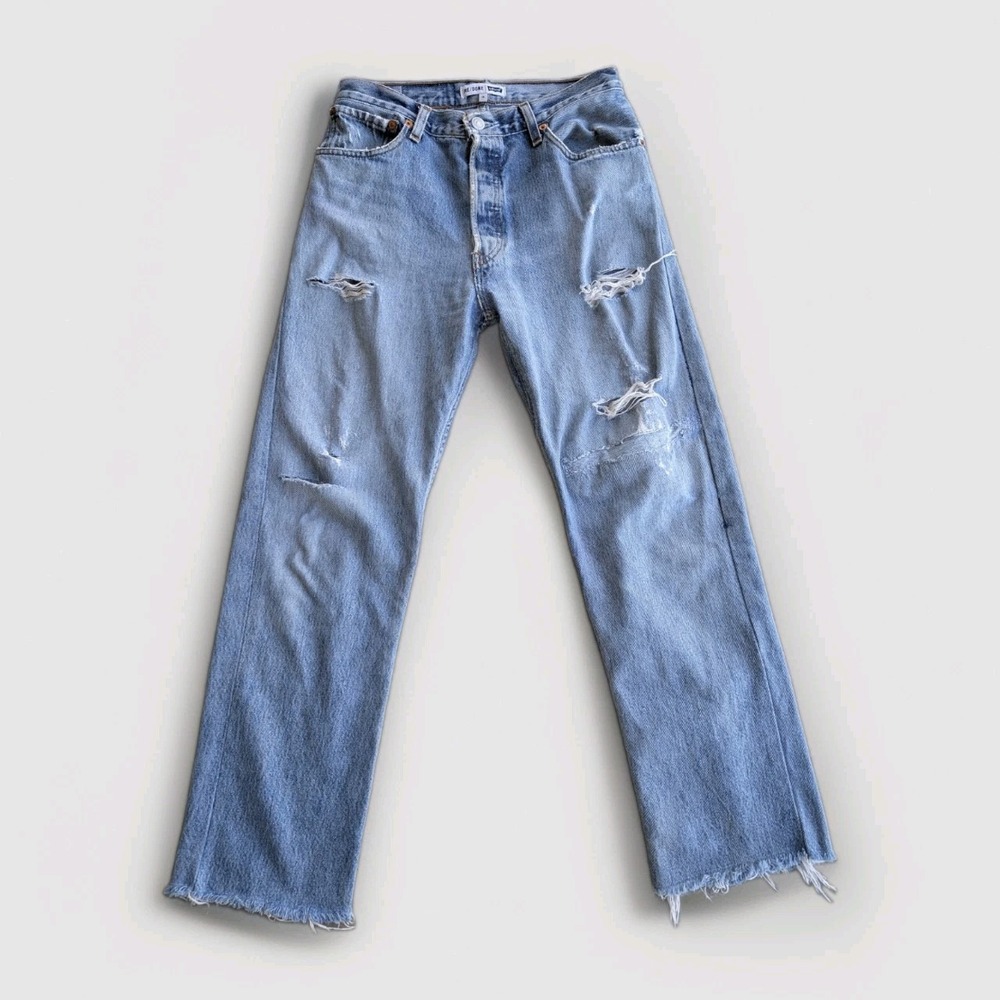 Levis RE/DONE High Rise Straight Leg Jeans Womens 26x27 Made In USA Trashed Crop